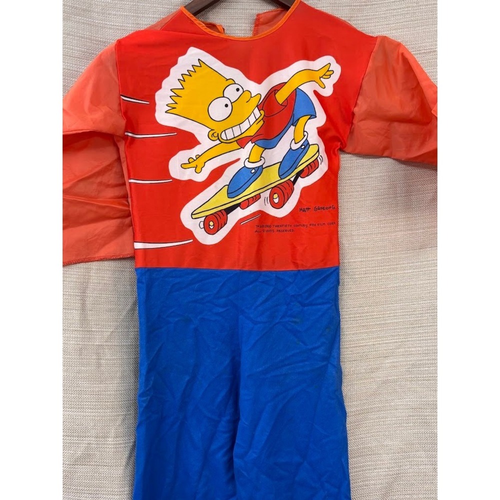 Vintage 1990 Ben Cooper Bart Simpson Skateboard Costume Kids Size 8-10 Made USA